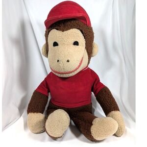 Vintage‎ Knickerbocker Curious George 17" Stuffed Plush Red Shirt Hat